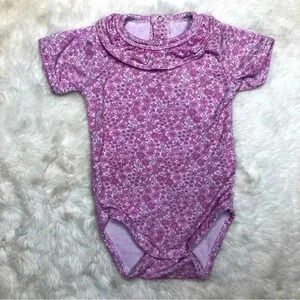 Fixoni Onesie Diaper Shirt Pink /  Purple Floral Ruffles Size Newborn